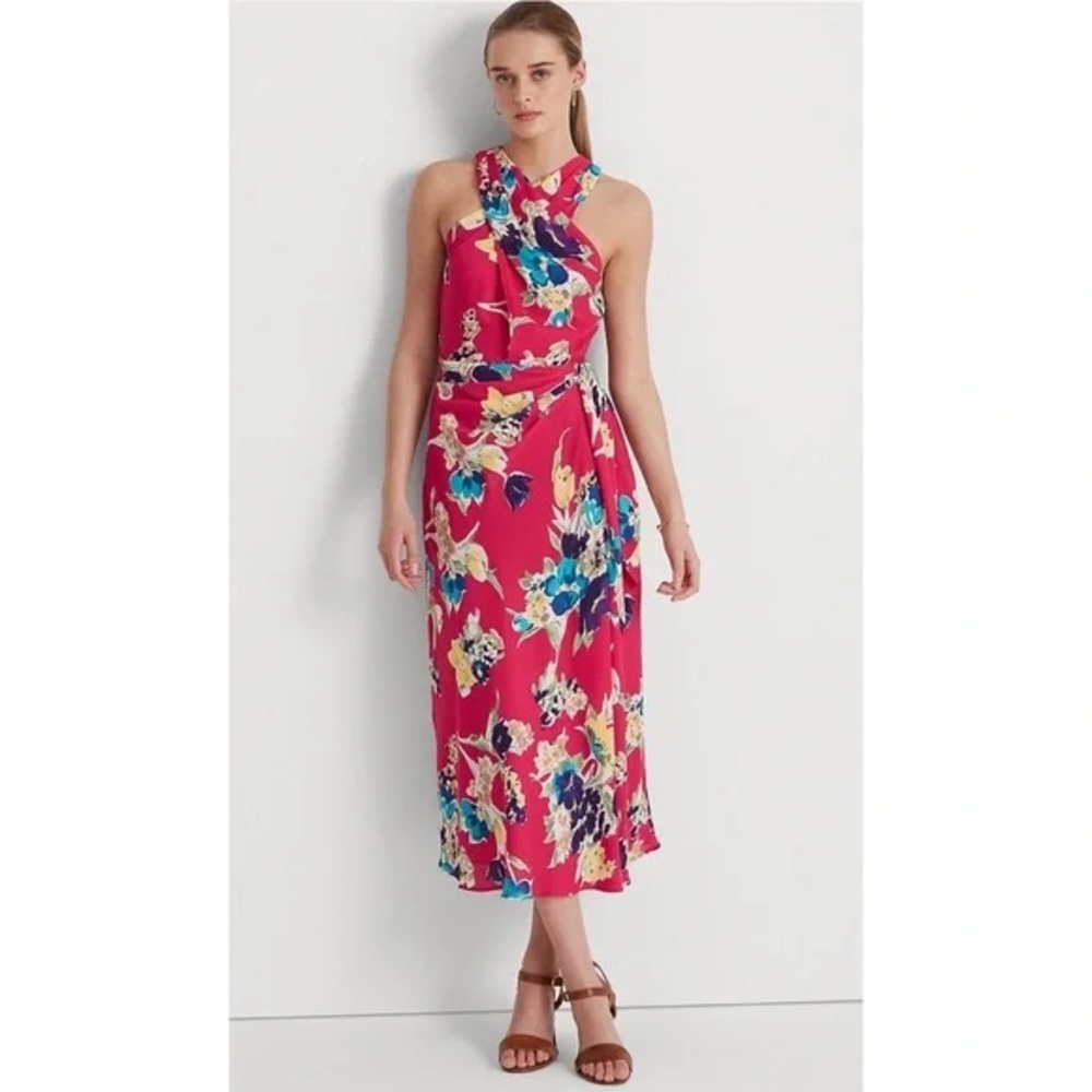 Lauren Ralph Lauren Pink Floral Midi Dress